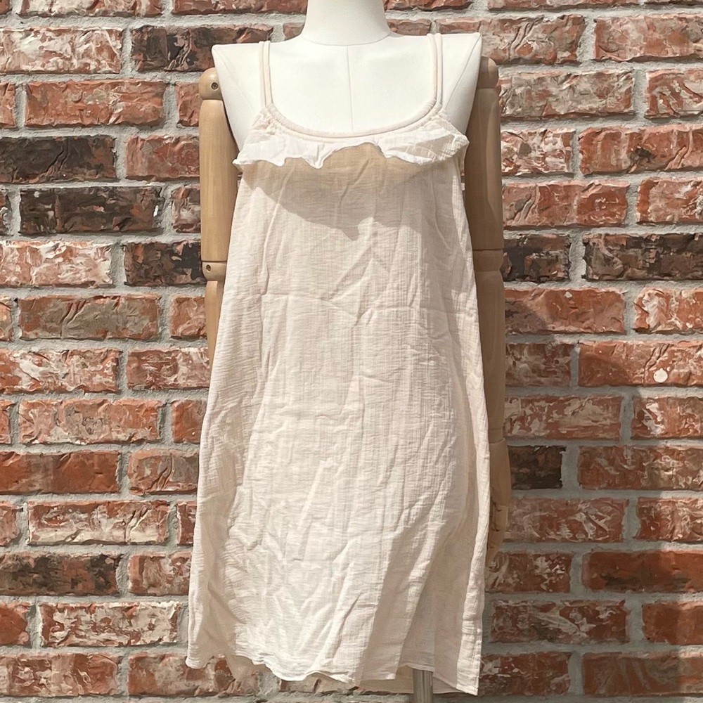 J. Crew 100% cotton beige sleeveless dress w/ruffles / S / Excellent condition